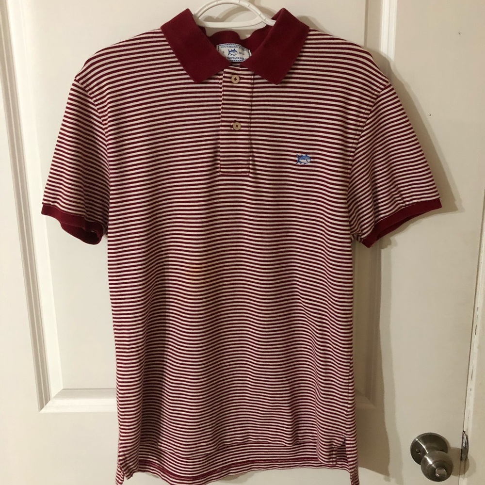 Men’s Southern Tide Polo striped garnet and white